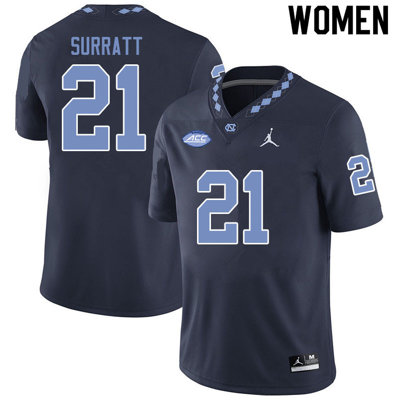 Jordan Brand Women #21 Chazz Surratt North Carolina Tar Heels College Football Jerseys Sale-Black